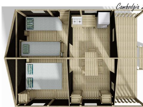 TENTE TOILE ET BOIS 4 personnes - Lodge Cambodgia 2 chambres 1/4 pers