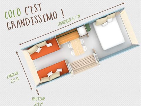 Hébergement 4 personnes - COCO SWEET 16M² - 2 chambres - SANS salle de bain
