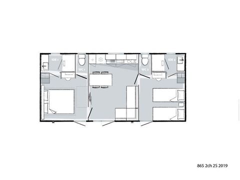 Mobilhome 4/6 personnes - 2 chambres - 2 salles de bain - PREMIUM - TV - CLIMATISATION - LAVE - VAISSELLE