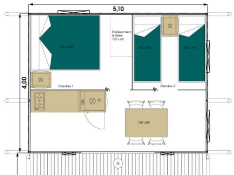 Tente en toile et en bois 4 personnes - WOOD LODGE - Personnes supplémentaires possible en supplément - Contacter le camping