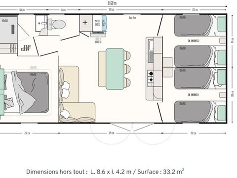 Mobilhome 6 personnes - Chêne - 3 chambres - Personnes supplémentaires possible en supplément - Contacter le camping