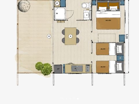 LODGE 5 personnes - Bungalow toilé 'Tente Lodge' 26m²