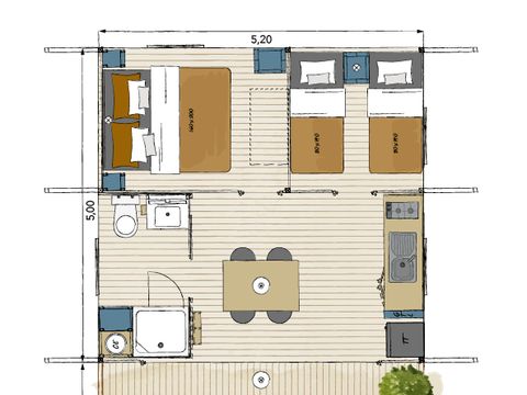 LODGE 5 personnes - Bungalow toilé 'Tente Lodge' 26m²