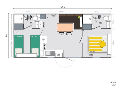 MOBILHOME 4 personnes - Supérieur - 2 chambres + 2 salles de bain