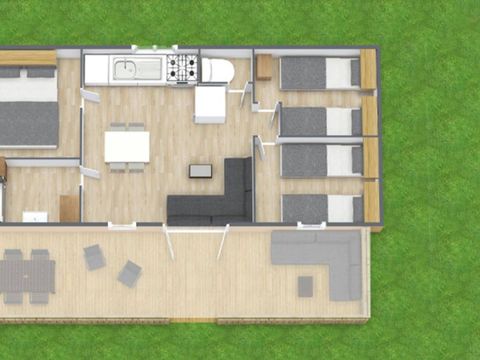 MOBILHOME 6 personnes - Mobil-home | Premium | 3 Ch. | 6 Pers. | Terrasse Lounge | Clim. | TV