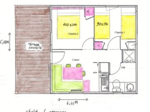 CHALET 4 personnes - Chalet 28m² (2 chambres) avec terrasse couverte 4 pers