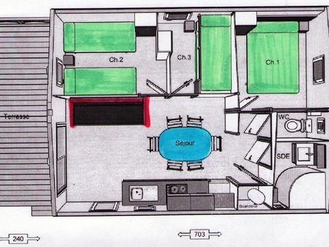 CHALET 6 personnes - CH3 35 m² avec terrasse couverte