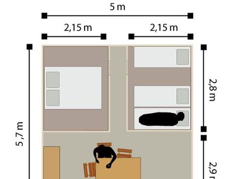 Tente 4 personnes - Tente Meublée Confort 3 chambres 4 pers