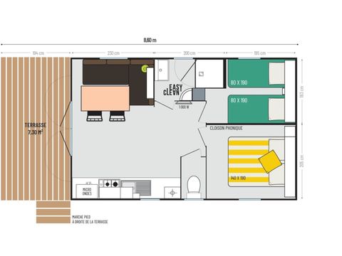 MOBILHOME 4 personnes - LOGGIA 2 CHAMBRES