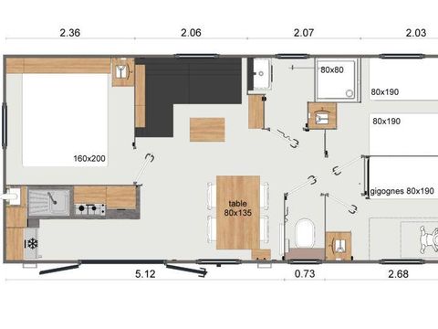 MOBILHOME 6 personnes - Cottage 3 chambres TV confort terrasse couverte