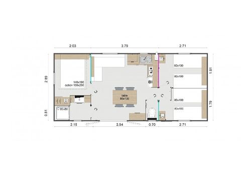 MOBILHOME 6 personnes - Confort - 3 chambres