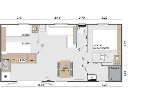 MOBILHOME 4 personnes -  Confort+ - 2 chambres