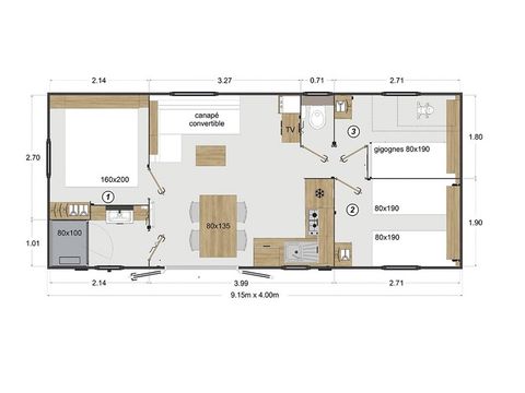 MOBILHOME 6 personnes - Premium - 3 chambres