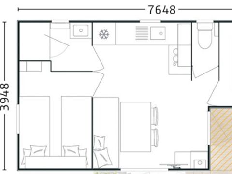 MOBILHOME 4 personnes - Mobil home Confort - 25m² - 2 chambres - terrasse couverte côté