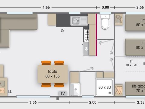 Mobilhome 6 personnes - 6 pers 2 sdb clim