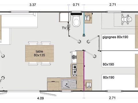 MOBILHOME 6 personnes - Mobil-Home 6 pers 1sdb clim 2024