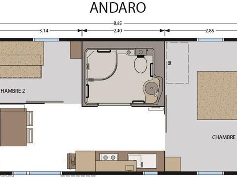 MOBILHOME 4 personnes - Standard 30m² (2 chambres) - adapté pour personnes à mobilité réduite