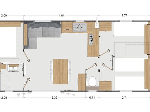 MOBILHOME 6 personnes - Confort 35M2 (3ch-6 pers) + terrasse couverte