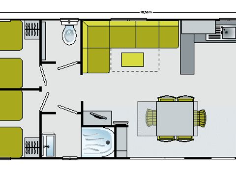 MOBILHOME 6 personnes - Mobil Home Premium 41m2 (3ch-6pers) + 2 salles de bains + clim 