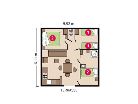 CHALET 6 personnes - Chalet Grand Large 6 personnes