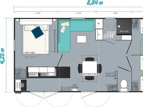 MOBILHOME 6 personnes -  Comfort XL | 3 Ch. | 6 Pers. | Terrasse| Clim. | TV