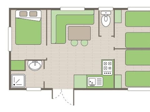 Mobilhome 6 personnes - Mobil-home | Comfort | 3 Ch. | 6 Pers. | Terrasse surélevée