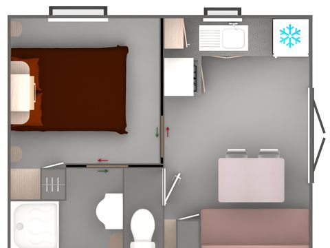 Mobilhome 2 personnes - Cottage Privilège - 1 chambre - TV