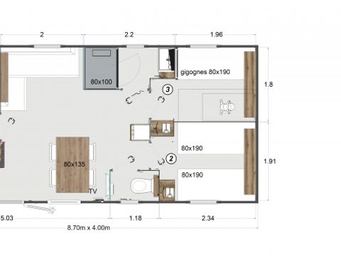 MOBILHOME 6 personnes - HORIZON 3 chambres