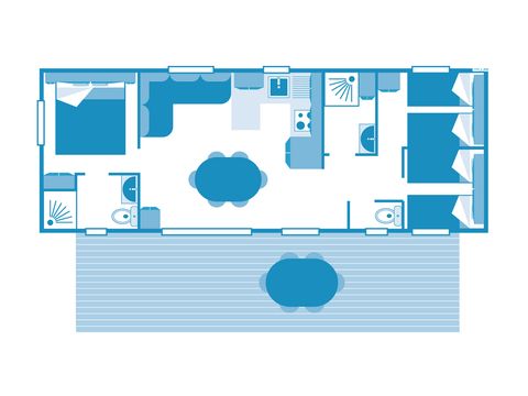 MOBILHOME 6 personnes - COTTAGE 6p 3ch 2Sdb ***