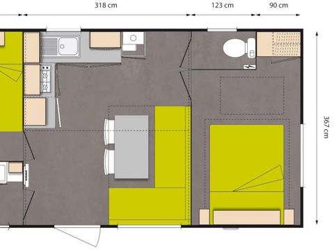 Mobilhome 5 personnes - Ohara - 29 m² - 2 chambres (2 adultes max / ou familles)
