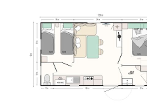 MOBILHOME 4 personnes -  IRM 2026 -Terrasse couverte - 29 m² - 2 chambres (2 adultes maximum ou famille)