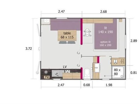 MOBILHOME 2 personnes - DUO (Lodge) -1 chambre 