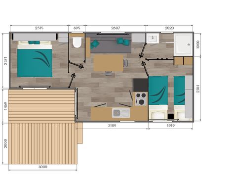 MOBILHOME 4 personnes - COSY (Pacifique)- 2chambres 