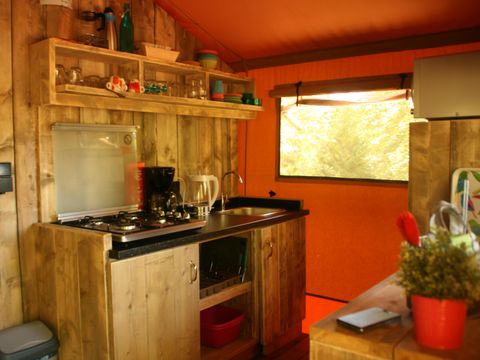 TENTE TOILE ET BOIS 5 personnes - SAFARI WOODY (sans sanitaires)