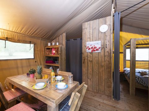 TENTE TOILE ET BOIS 5 personnes - SAFARI WOODY (sans sanitaires)