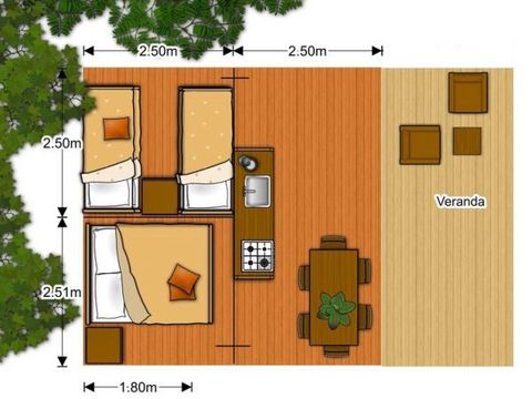 Tente en toile et en bois 5 personnes - SAFARI WOODY (sans sanitaires)