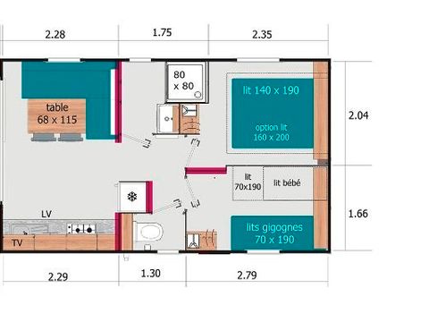 MOBILHOME 4 personnes - Equilibre 2chambres 4 personnes