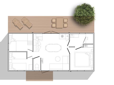 MOBILHOME 6 personnes - Cottage Evasion 6 Personnes 3 chambres Coté Jardin