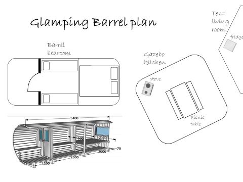 HÉBERGEMENT INSOLITE 4 personnes - GLAMPING BARREL sans sanitaires