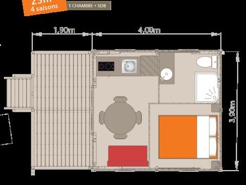Tente en toile et en bois 2 personnes - Lodge Africa 1 chambre