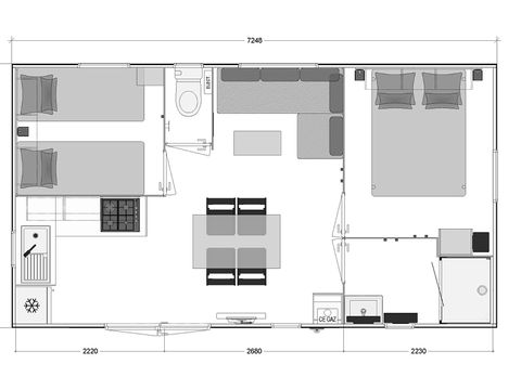 MOBILHOME 4 personnes - Kervoyal CONFORT 29m² (2 chambres) + terrasse couverte + TV