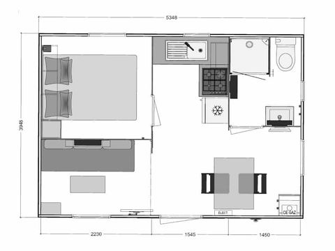 MOBILHOME 2 personnes -  Pénestin CONFORT 16m² (1chambre - 2 personnes) + Terrasse couverte + TV