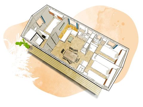 MOBILHOME 6 personnes -  3 Chambres Confort + Terrasse bois "new"