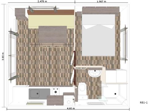 MOBILHOME 2 personnes - CLASSIC 18-1  >10ans - maxi 2 adultes - TV, 1 chambre, environ 18m²