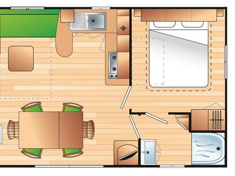 MOBILHOME 8 personnes - CLASSIC35-3  >10ans - maxi 6 adultes - TV, 3 chambres, environ 35m²