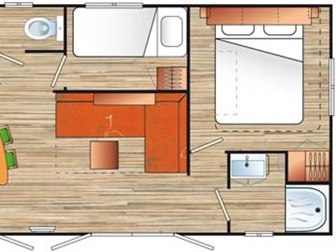 MOBILHOME 6 personnes - CLASSIC 30-3LS (Mobil home Visio) >10ans - maxi 4 adultes - TV, 3 chambres (lits superposés), environ 30m²