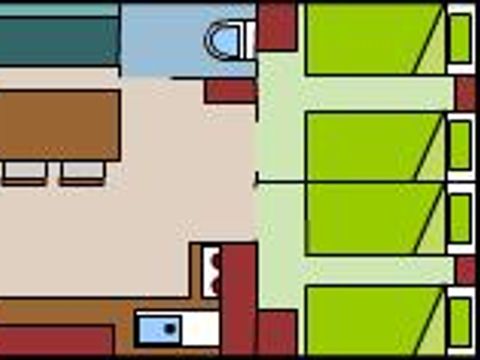 MOBILHOME 6 personnes - Mobil-home Confort TITANIA 30m² - 3 chambres + terrasse semi-couverte 15m²