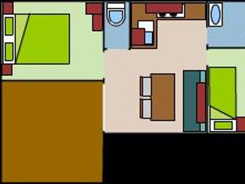 MOBILHOME 4 personnes - Mobil-home Standard LOGGIA 25m² - 2 chambres + terrasse couverte 9m²