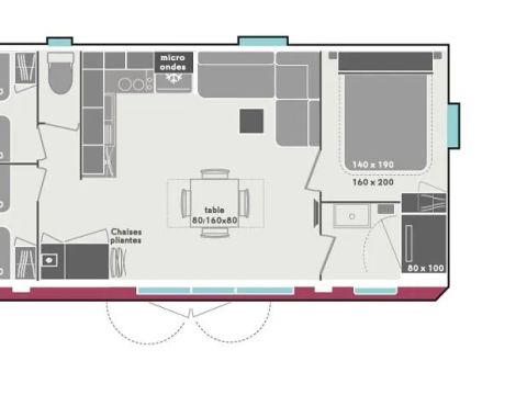 Mobilhome 6 personnes - FAMILLE - 3 chambres