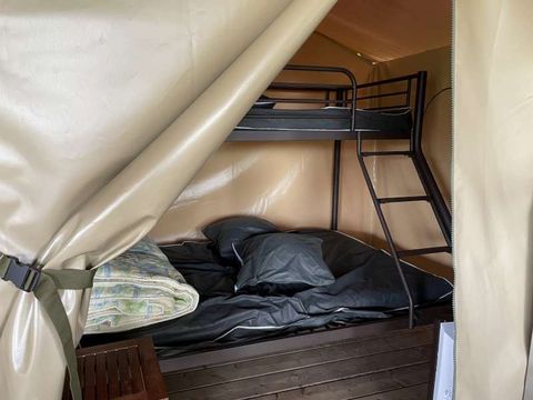 Tente en toile et en bois 4 personnes - Lac abane, sans sanitaire